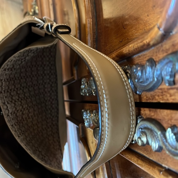 Coach suede, leather, and canvas Hobo  with silver accents in like new - Picture 13 of 14